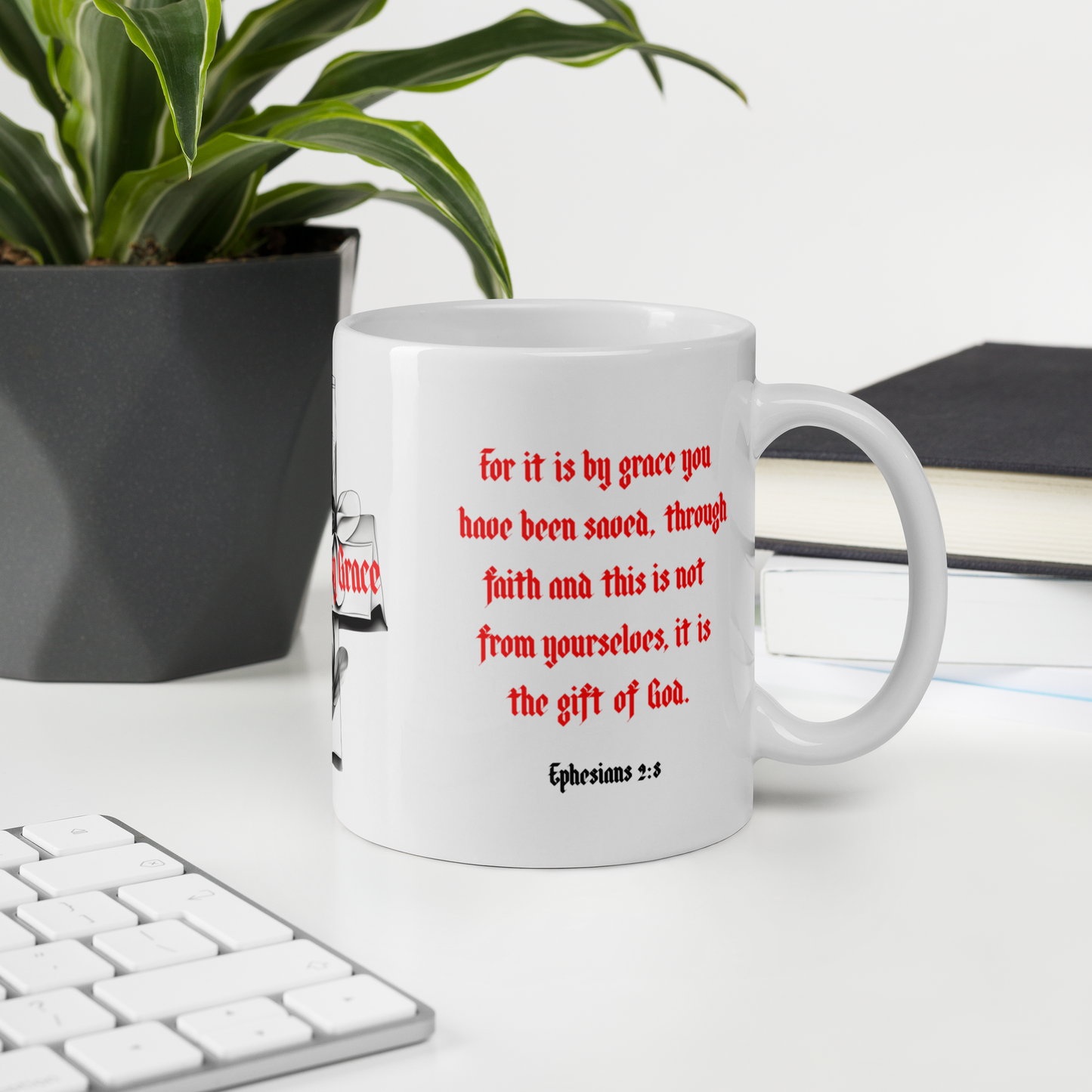 Saved by Grace White glossy mug